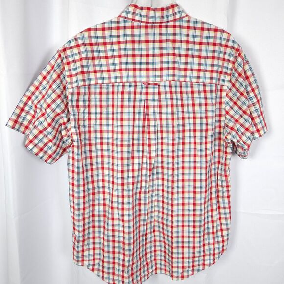 VTG Chaps Ralph Lauren Mens Large Red Plaid Short Sleeve Button Down Shirt - Picture 4 of 7
